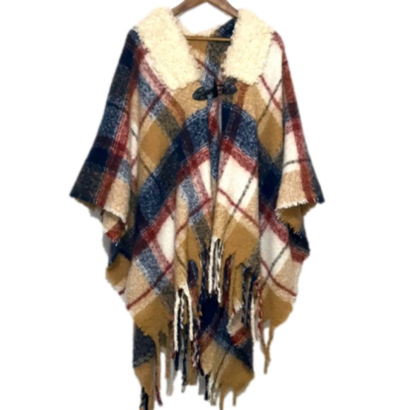 Cato Plaid Knit Poncho One Size - Picture 2 of 10